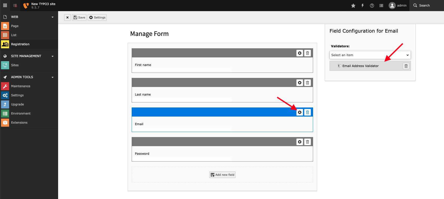 Add email validator