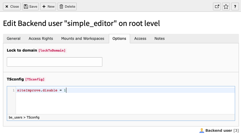 Disabling Siteimprove for a single user.