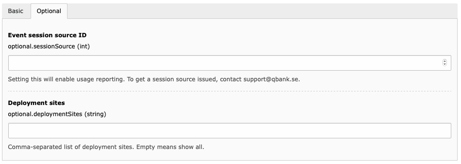 Optional configuration options