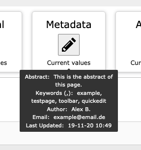 Preview tooltip of meta fields for page