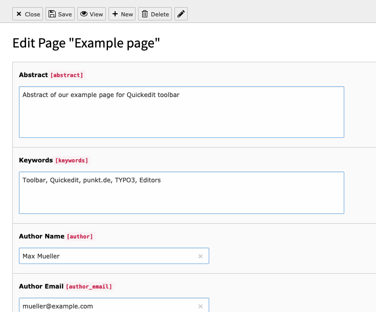 Only Metadata fields are visible after clicking the MetaData button
