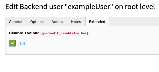 Checkbox for disable toolbar in user record