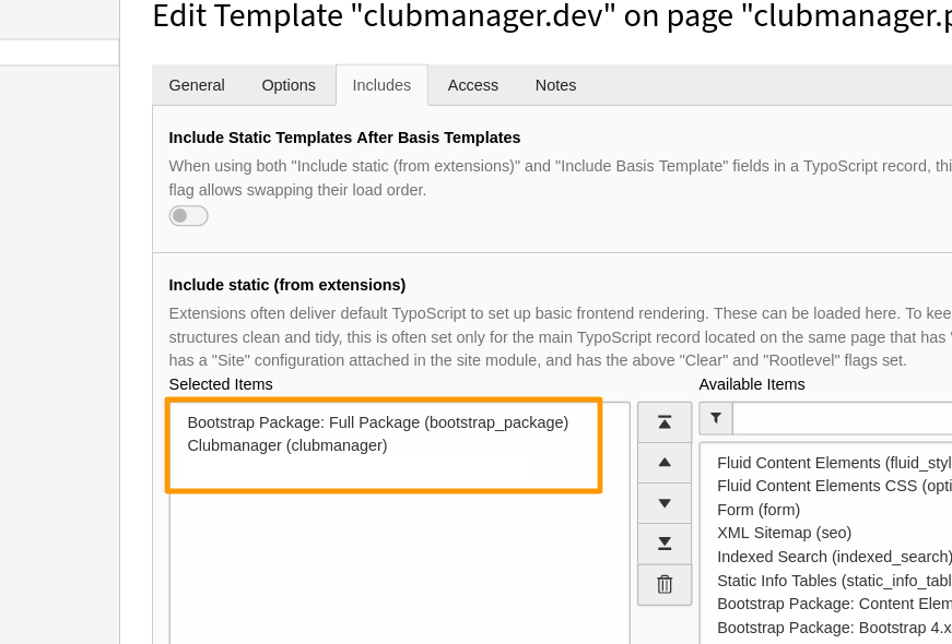 Include static Typoscript