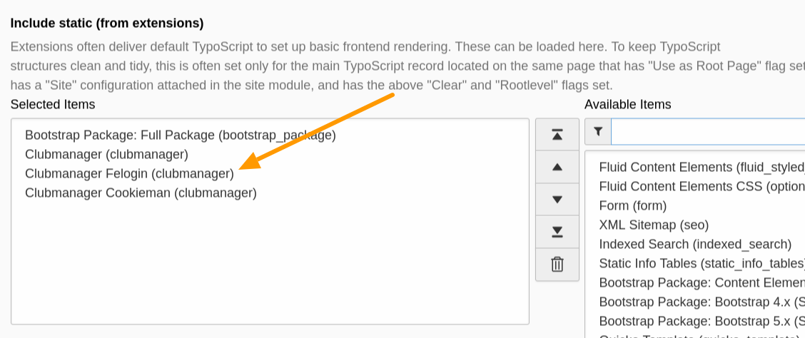 Include static felogin typoscript