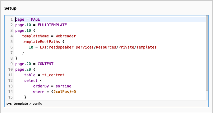 Setup TypoScript