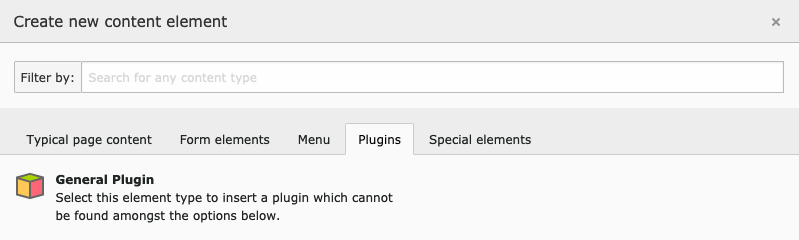 The plug-ins tab