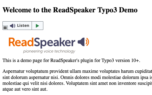ReadSpeaker webReader button rendered on a web page.