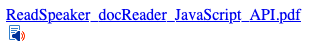 The docReader icon, placed after the link