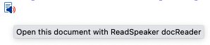 The docReader icon, with tooltip