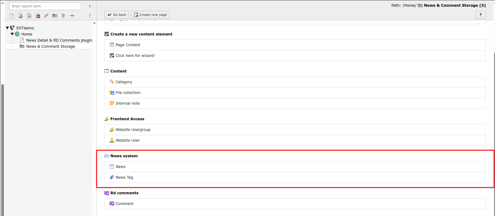 Create a news record