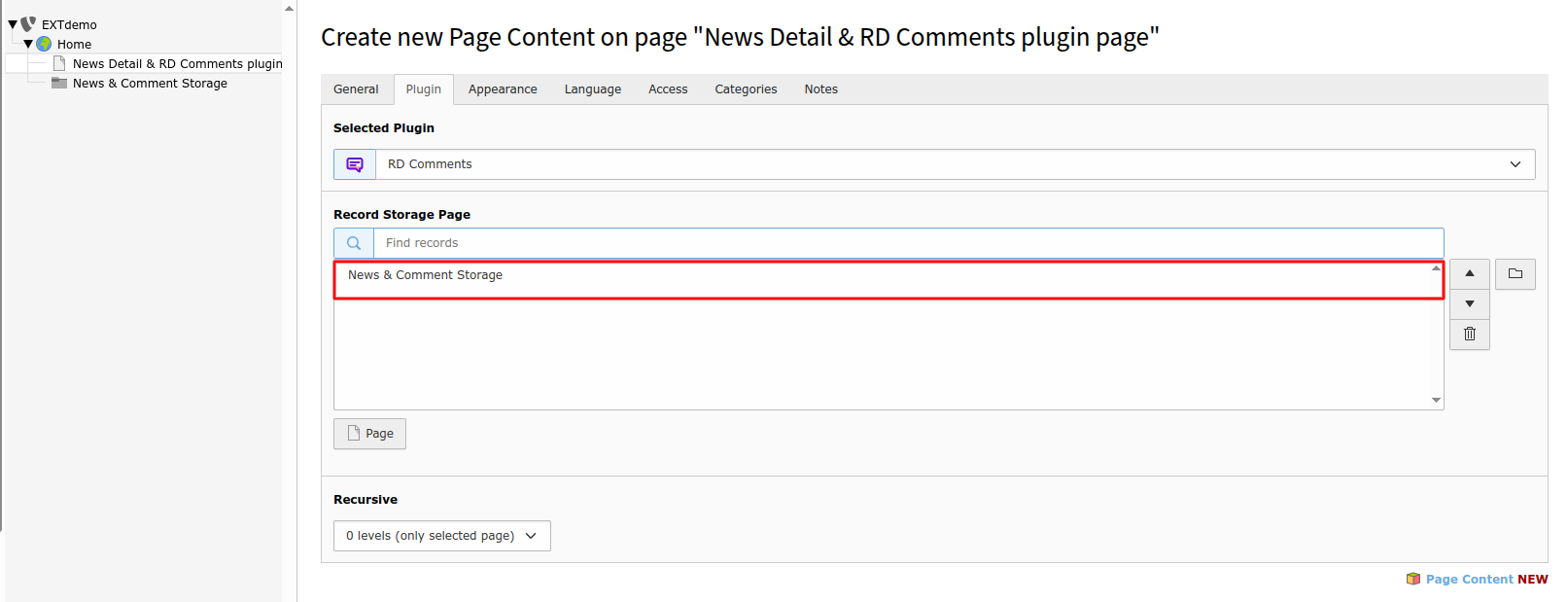 Select Comment Storage Folder