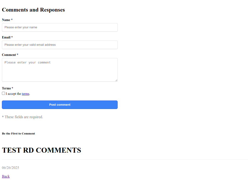 Comment submission form