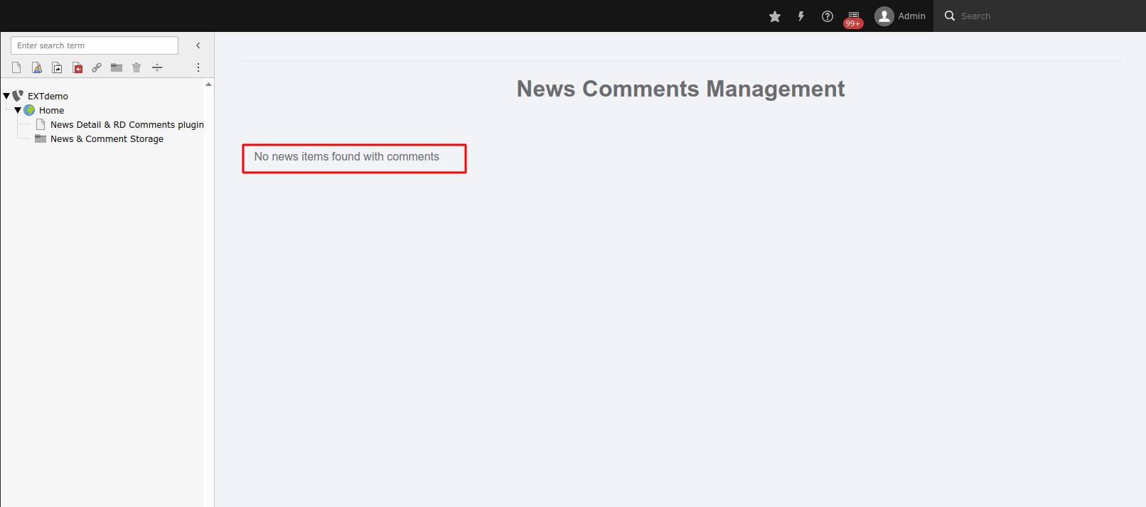 Empty RD Comments module view