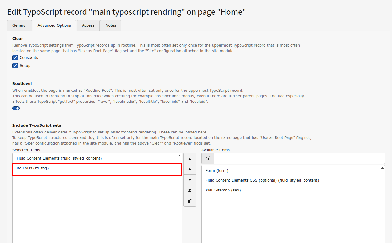 Include TypoScript in TYPO3