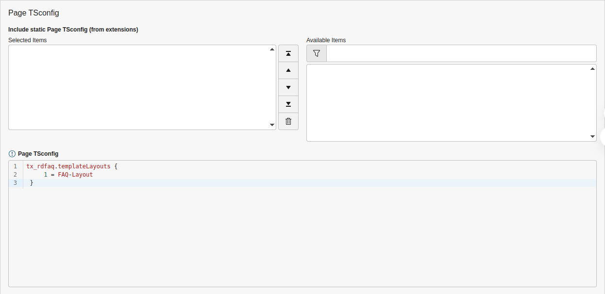 Template layout Code add in Page TSconfig