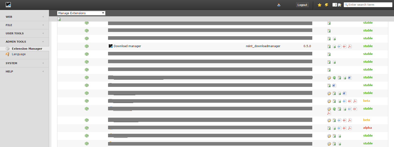 Extension Manager