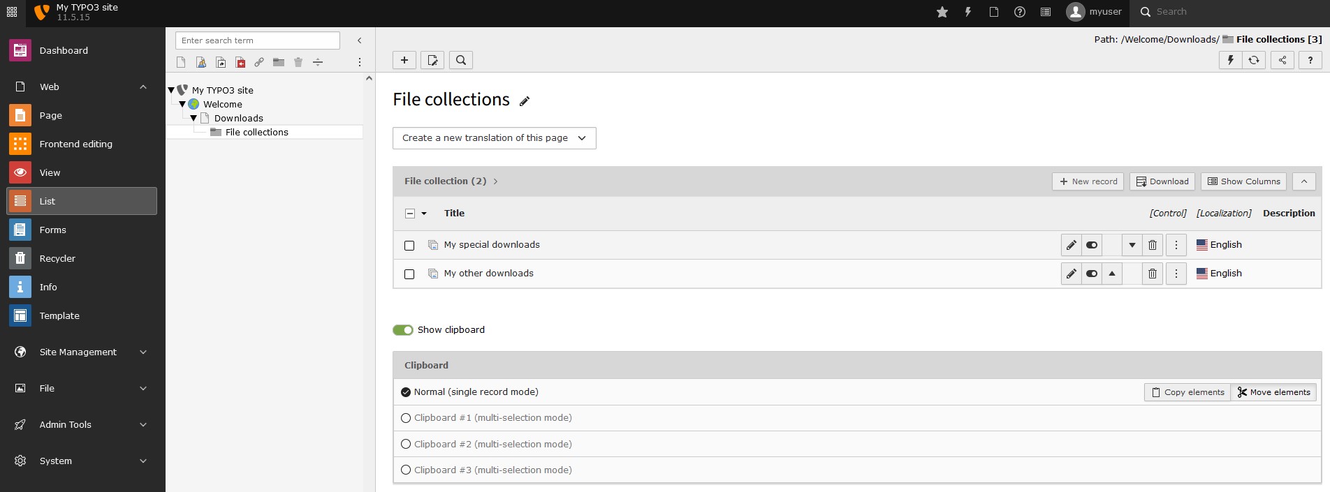 Create file collections in folder