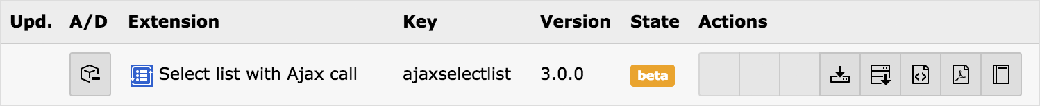 ajaxselectlist in the Extension Manager