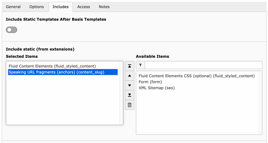 Include the static template