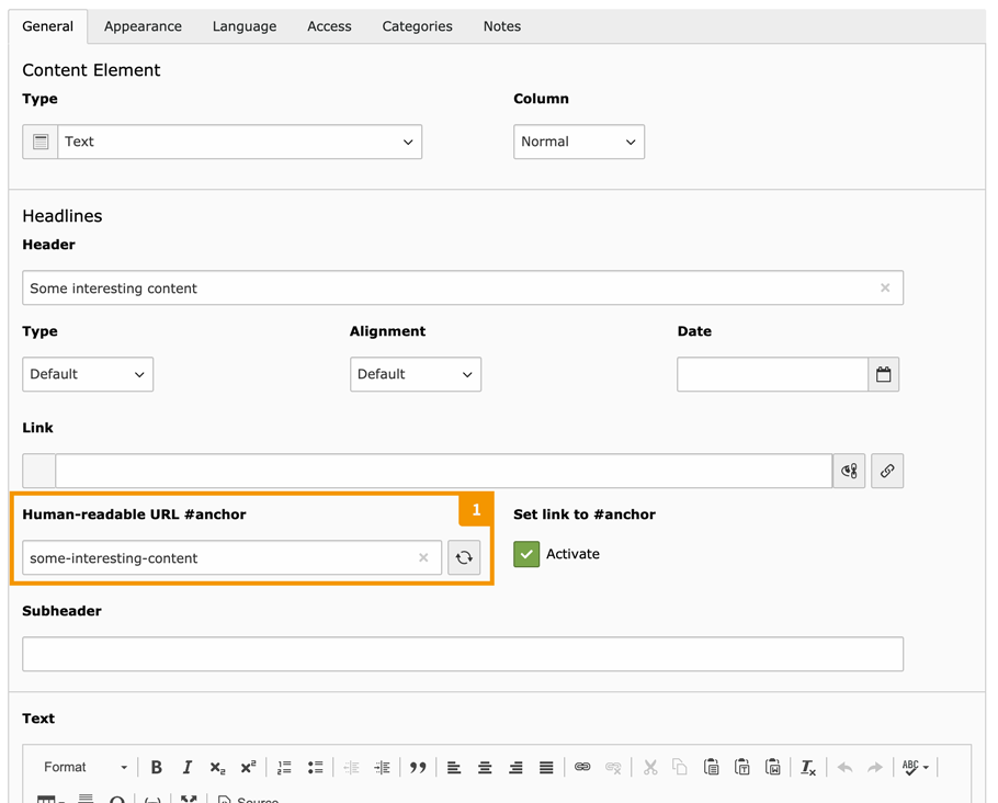 Human-readable URL anchor