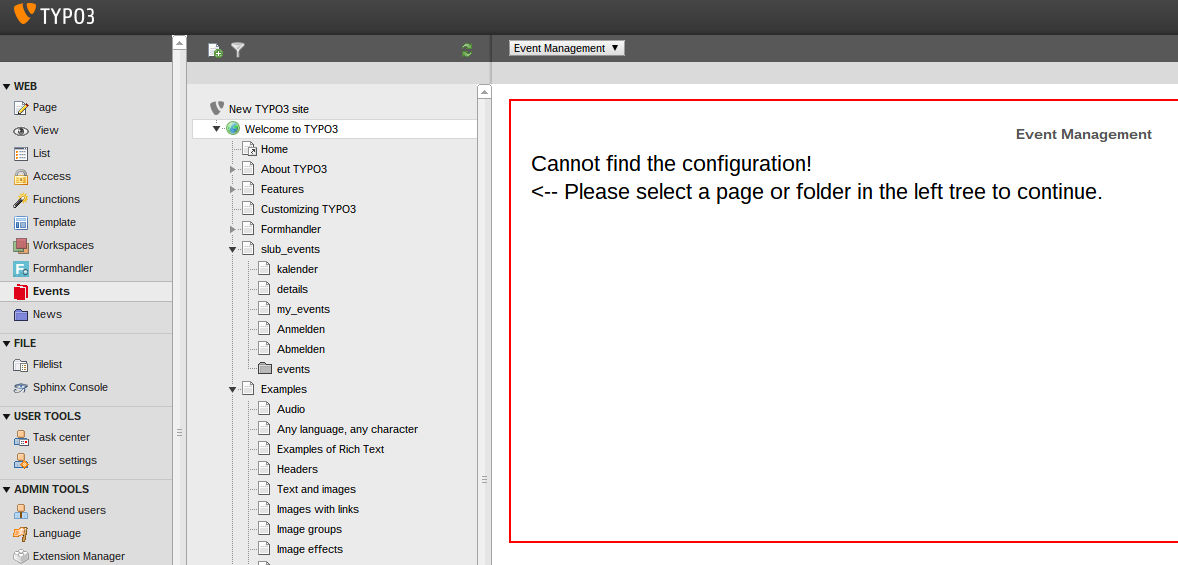 Error: cannot find the configuration