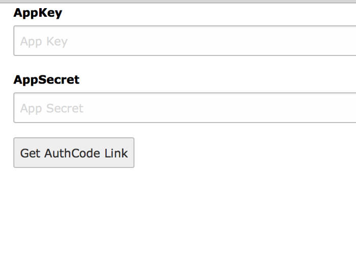 Insert app key and app secret