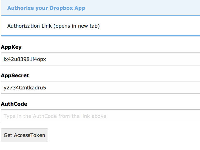 Get Access Toekn from Dropbox