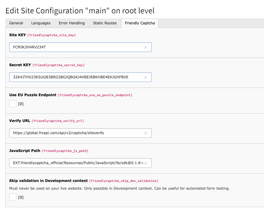 Integration in the Site module