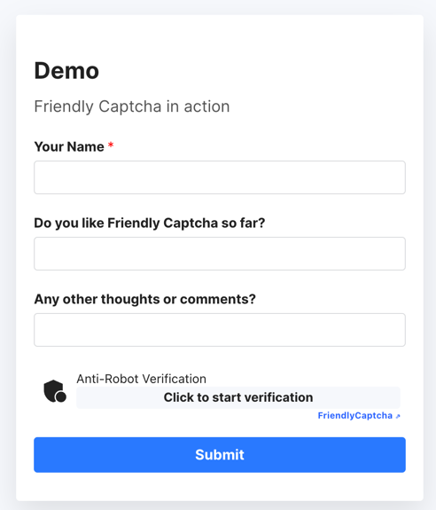 Official demo of Friendly Captcha