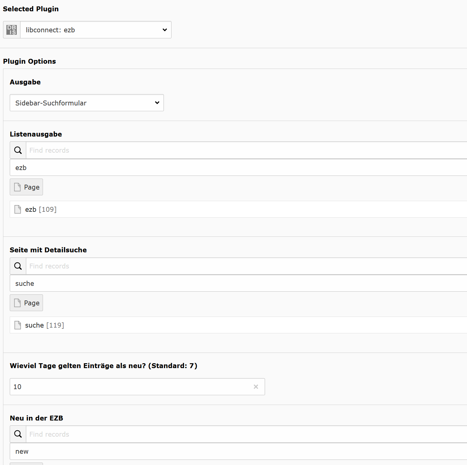 Sidebar plug-in of ezb
