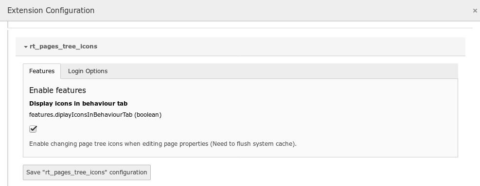 Extension configuration enabling changing page tree icons when editing page properties