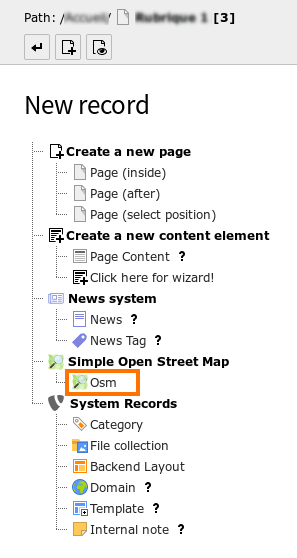 Insert an OSM record