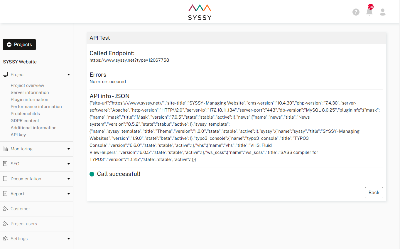 Screenshot of API Test
