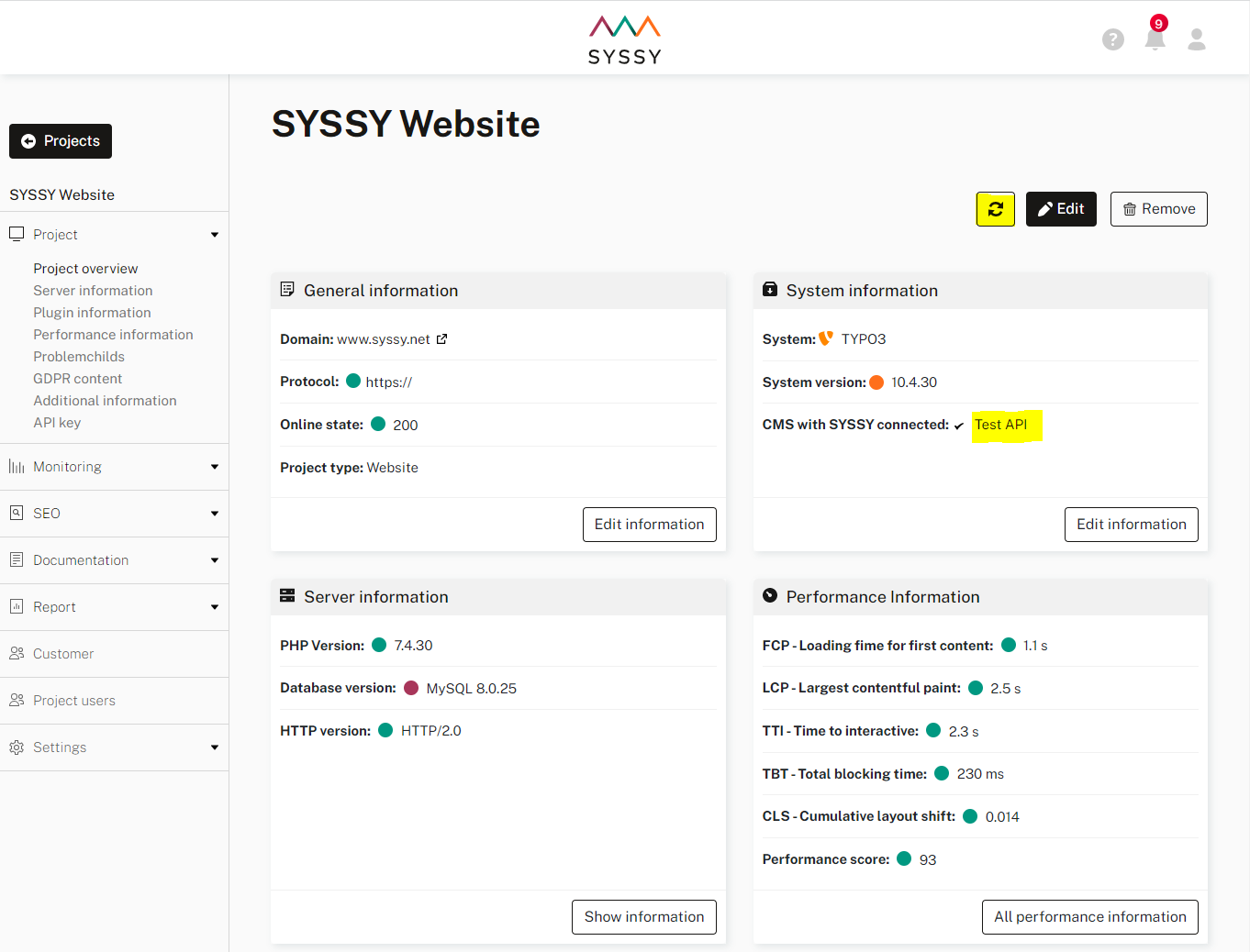 Screenshot of remonitoring