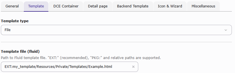Fluid template outsourced to file