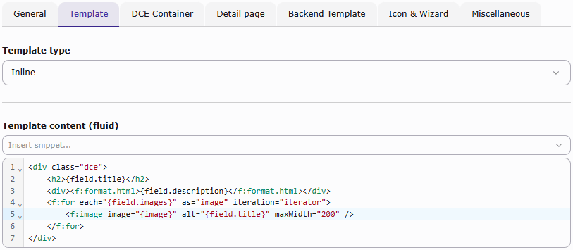Inline code textarea to edit Fluid templates in place
