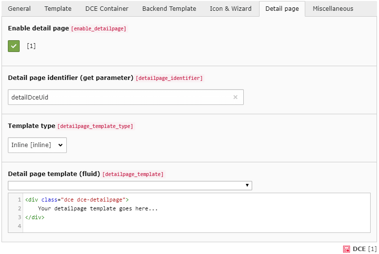 DCE detail page template and trigger