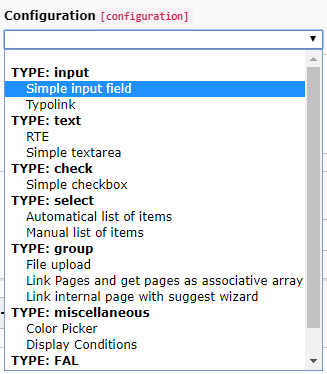 Handy dropdown which most common needed TCA configurations