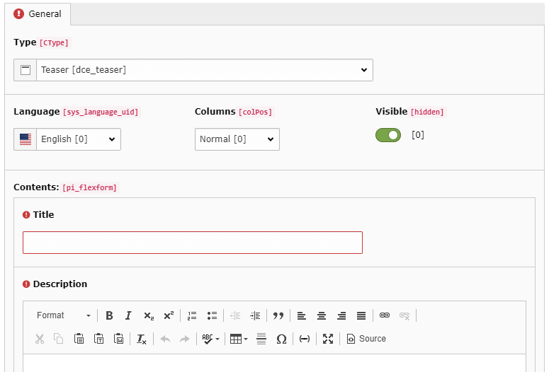 New content element based on your first DCE