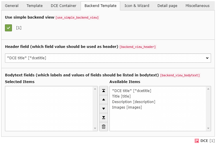 The Simple Backend View configuration