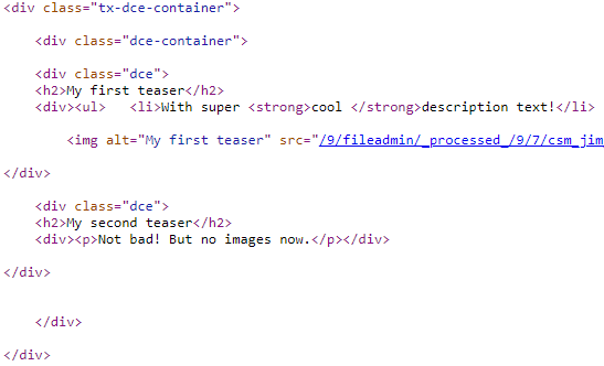 Enabled DCE container template output