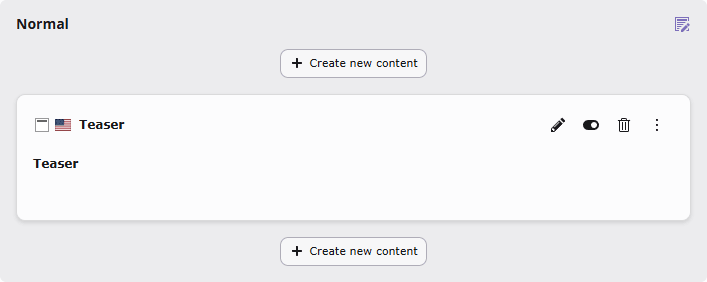 Default output of a DCE content element in the page module (TYPO3 backend)