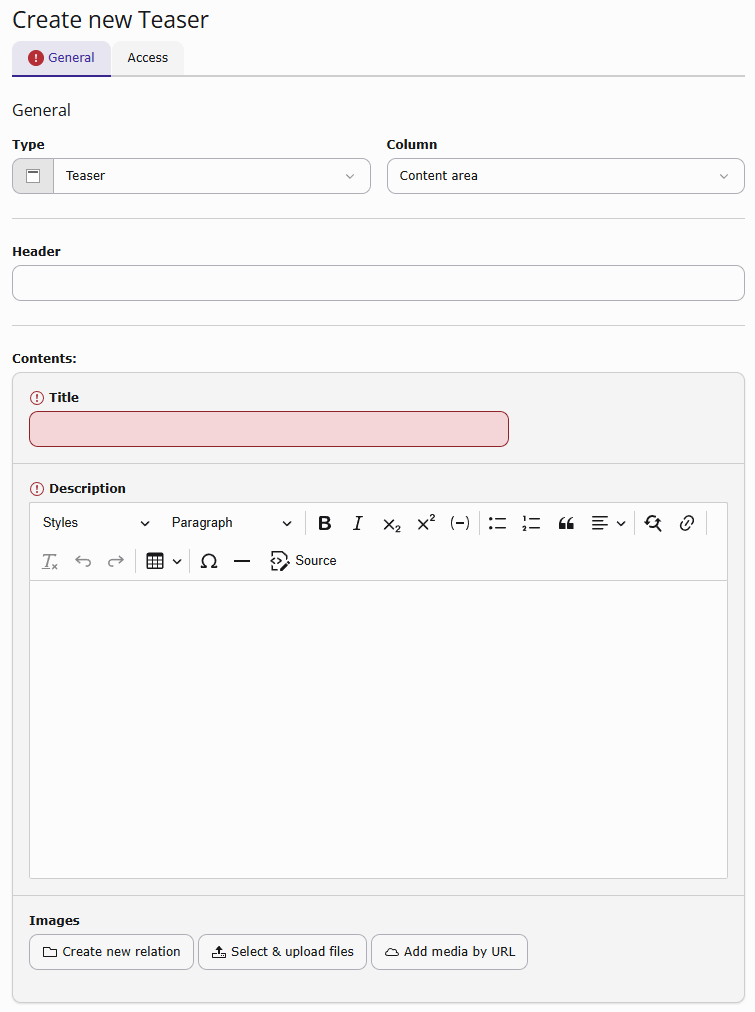 New content element based on your first DCE