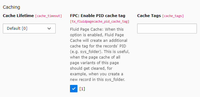 Extended page cache settings