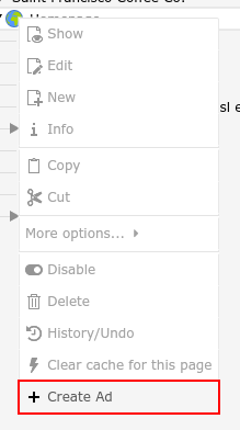 In the context menu you find the entry *Create ad*.
