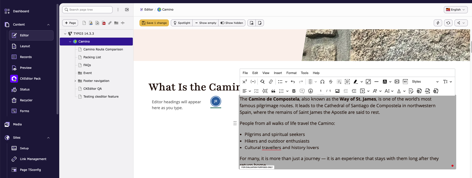 Visual Editor with CKEditor Pack