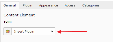 Content element type "Insert plugin"