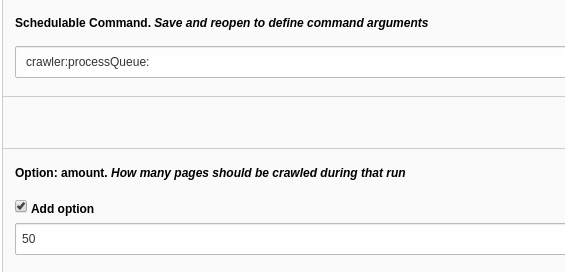Options of the task