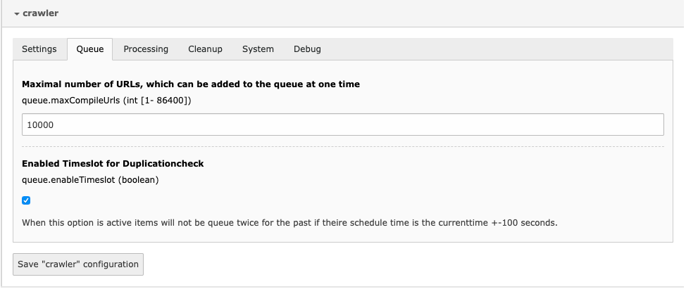 Backend configuration: Queue
