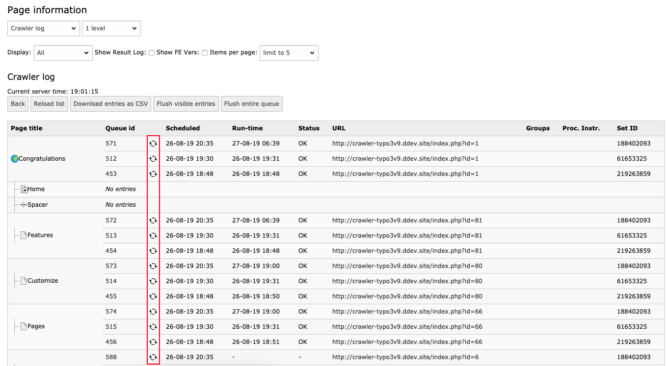 Crawl single URLs via backend